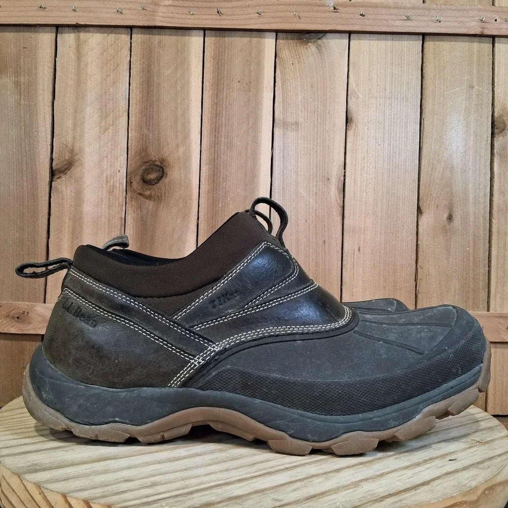 L.L. Bean Storm Chaser 5 Shoes Mens 12 Brown Leather Duck Vibram Comfort Outdoor
